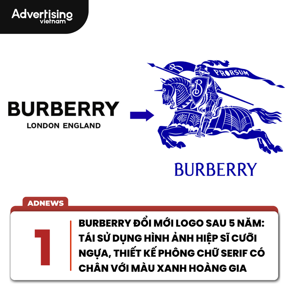 Điểm tin tuần: Burberry đổi mới logo, tái sử dụng hình ảnh hiệp sĩ ...