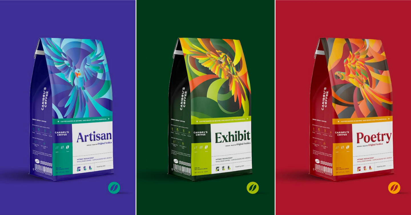 Bao bì Caribou's Coffee - Thiết kế nghệ thuật lấy cảm hứng từ loài vẹt có nguy cơ tuyệt chủng 