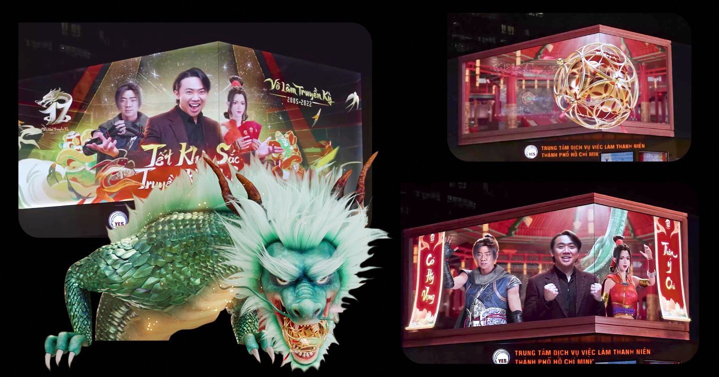 Võ Lâm Truyền Kỳ chiếm “spotlight” với quảng cáo 3D LED thu hút trọn ánh nhìn nhân dịp Tết 2022