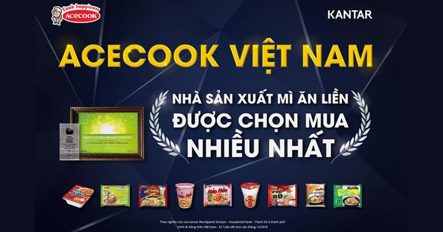 Kantar vinh danh Acecook Việt Nam là “Nhà sản xuất mì ăn liền được chọn mua nhiều nhất"